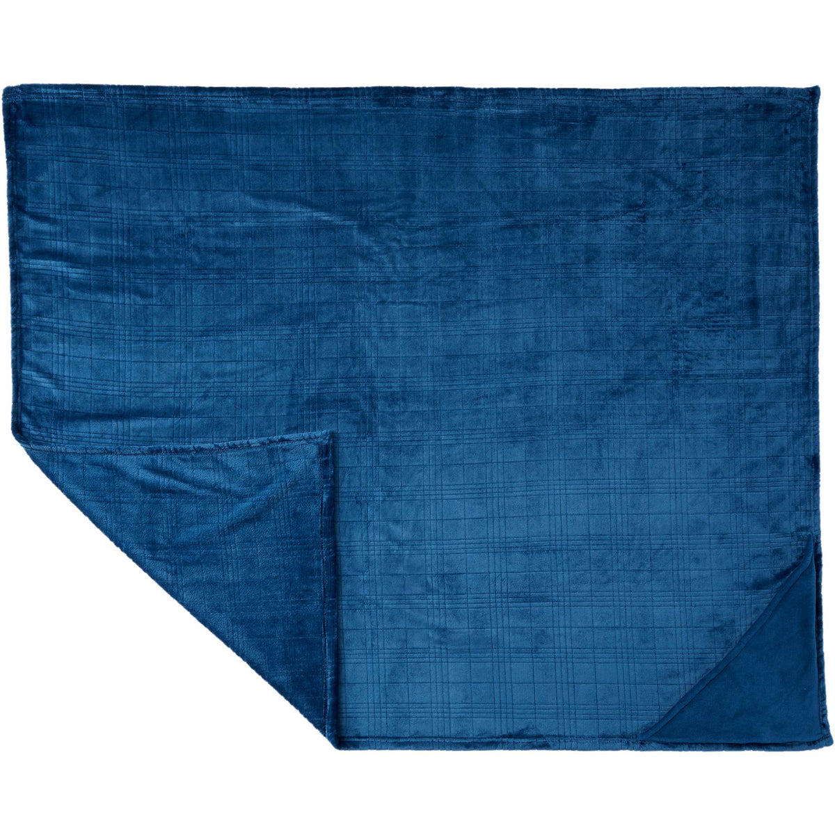 Patterned Flannel Fleece Blanket, 50 x 60 Inches Embroidery - Navy - Flat 2