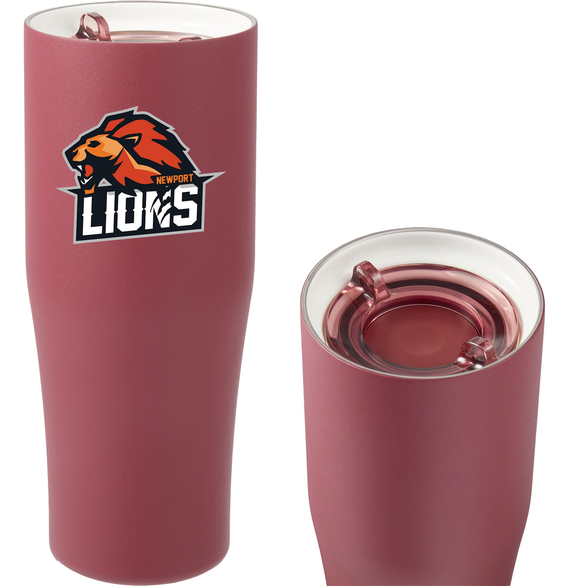 Patti Ceramic Lined Tumbler with 360 Lid, 20 oz Laser Engraving - Maroon - Left Angle