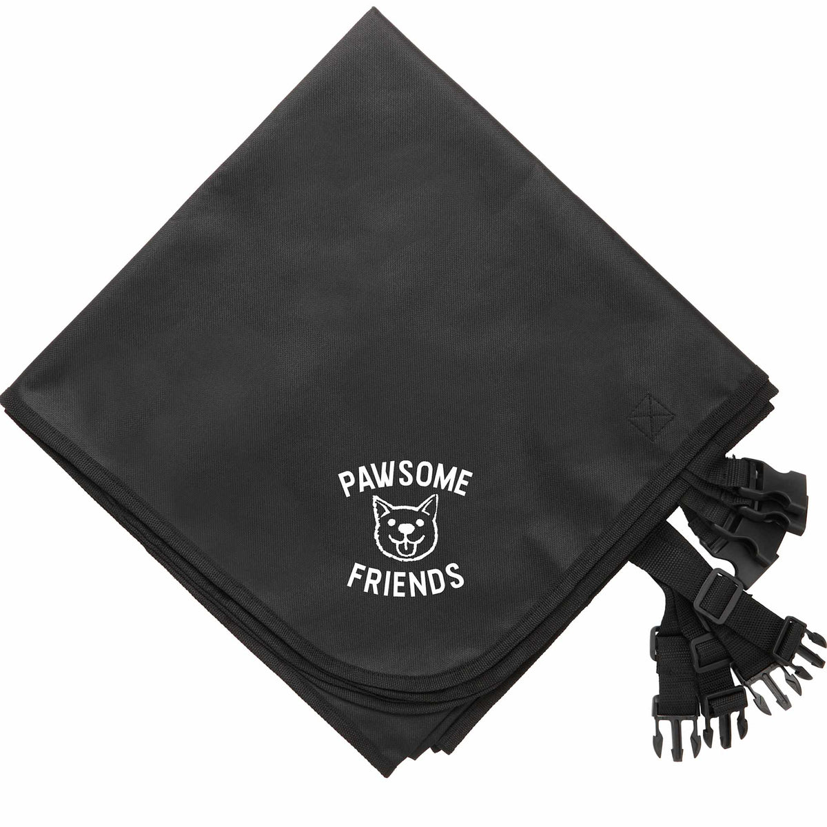 Paws & Claws Pet Car Seat Cover in Recycled Polyester Embroidery - Black - Front