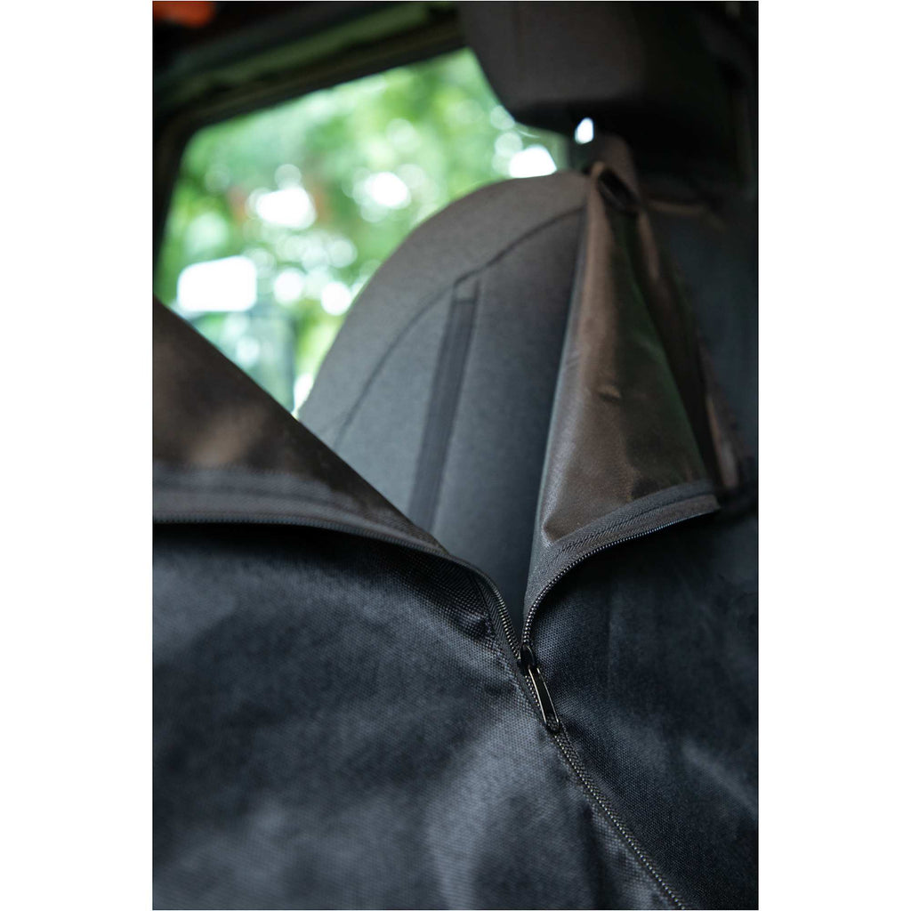 Paws & Claws Pet Car Seat Cover in Recycled Polyester Transfer - Black - Zipper Detail