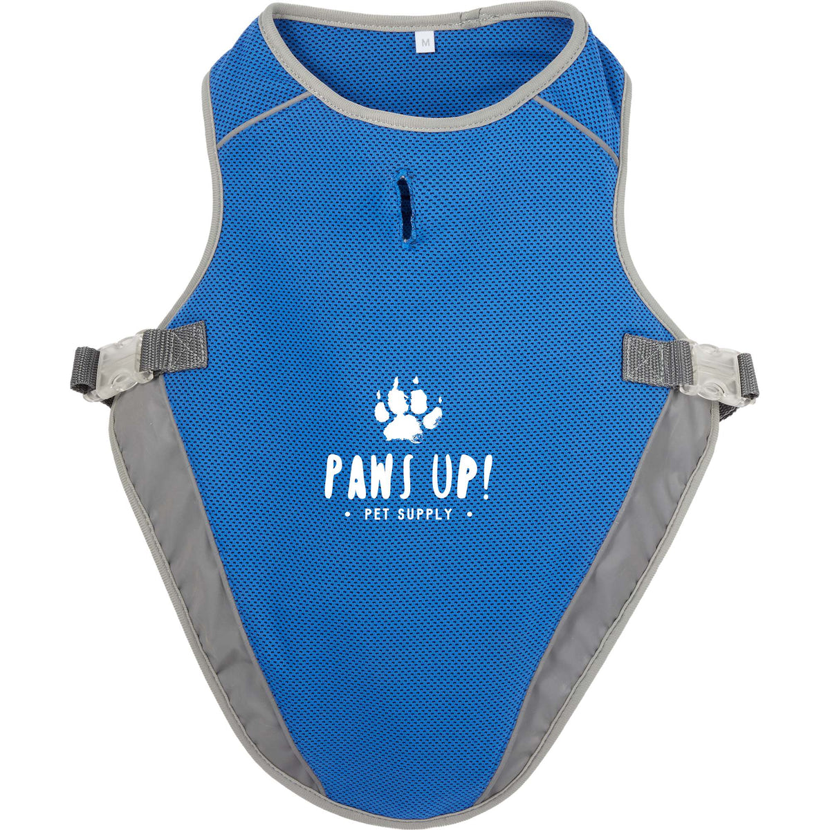 Paws & Claws Reflective Dog Safety Vest, Medium Embroidery - Blue - Front