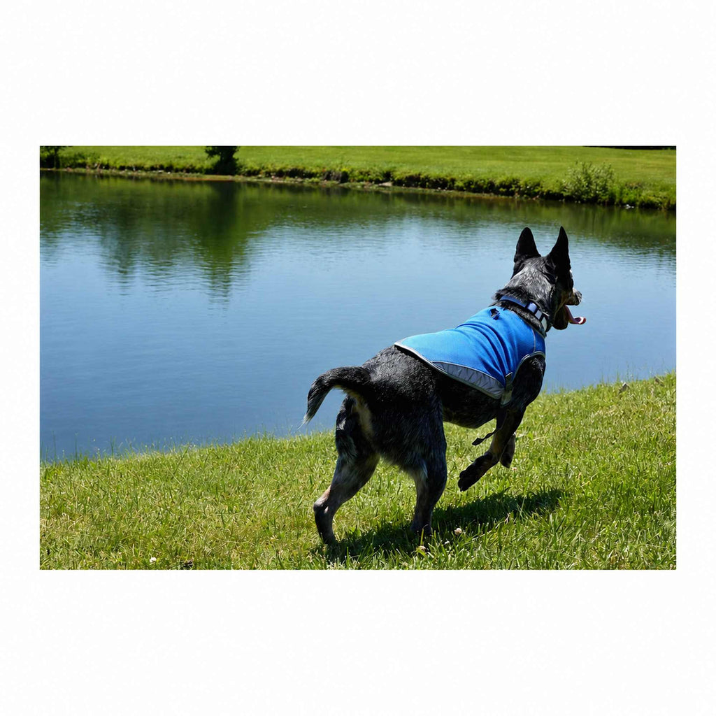 Paws & Claws Reflective Dog Safety Vest, Medium Transfer - Blue - Propped