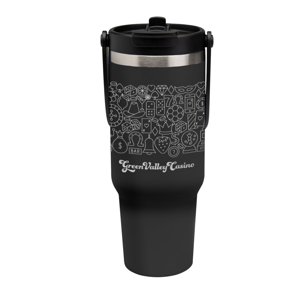 Peak Intrepid Recycled Stainless Steel Tumbler, Laser Engraved, 40 oz - Black - Laser Engraving