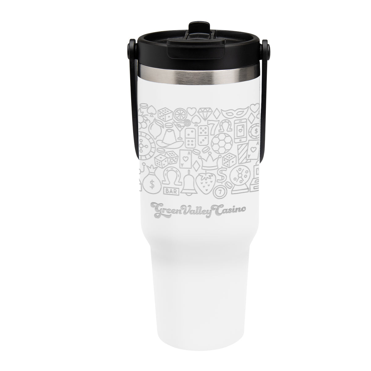 Peak Intrepid Recycled Stainless Steel Tumbler, Laser Engraved, 40 oz - White - Laser