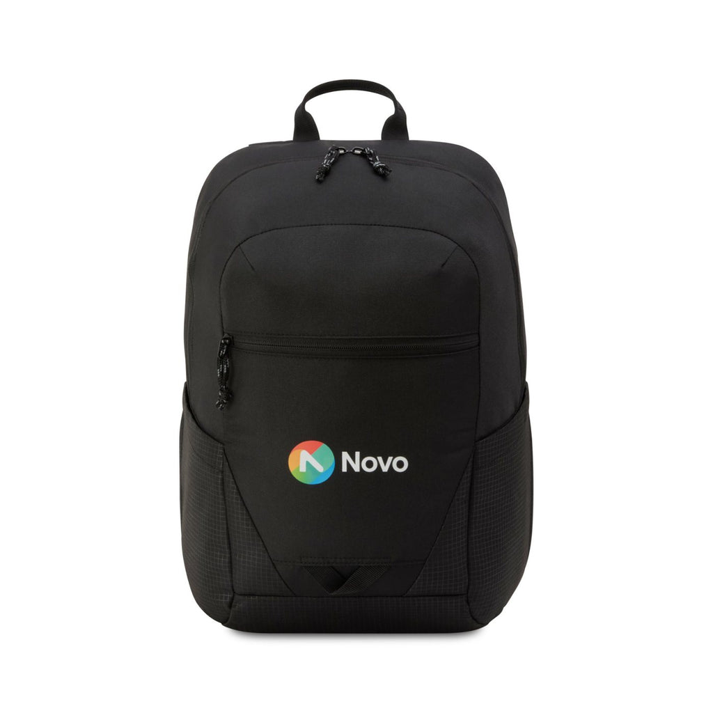 Peak Recycled Laptop Backpack, 16 Inch Embroidery - Black - View 1
