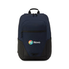 Peak Recycled Laptop Backpack, 16 Inch Embroidery - Navy - View 1