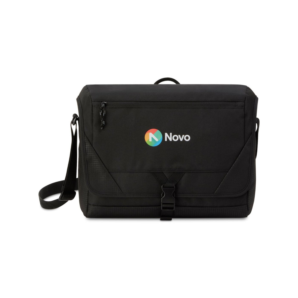 Peak Recycled Laptop Messenger Bag, 16 Inch Embroidery - Black - View 1