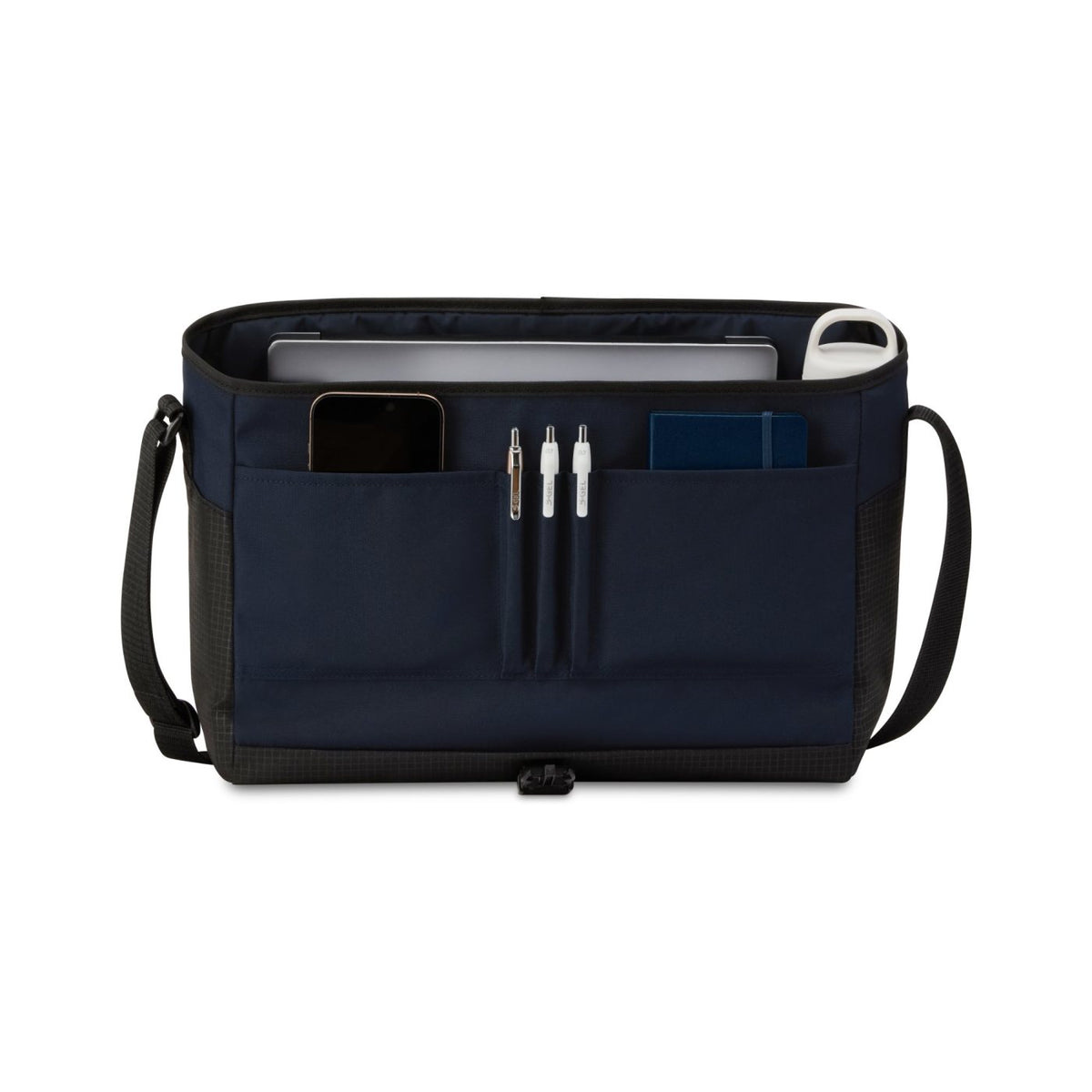 Peak Recycled Laptop Messenger Bag, 16 Inch Embroidery - Navy - View 2