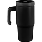 Peak Recycled Steel Mug with Flip Straw and Spout, 24 oz - Black - Back