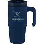 Peak Recycled Steel Mug with Flip Straw and Spout, 24 oz - Navy - Front