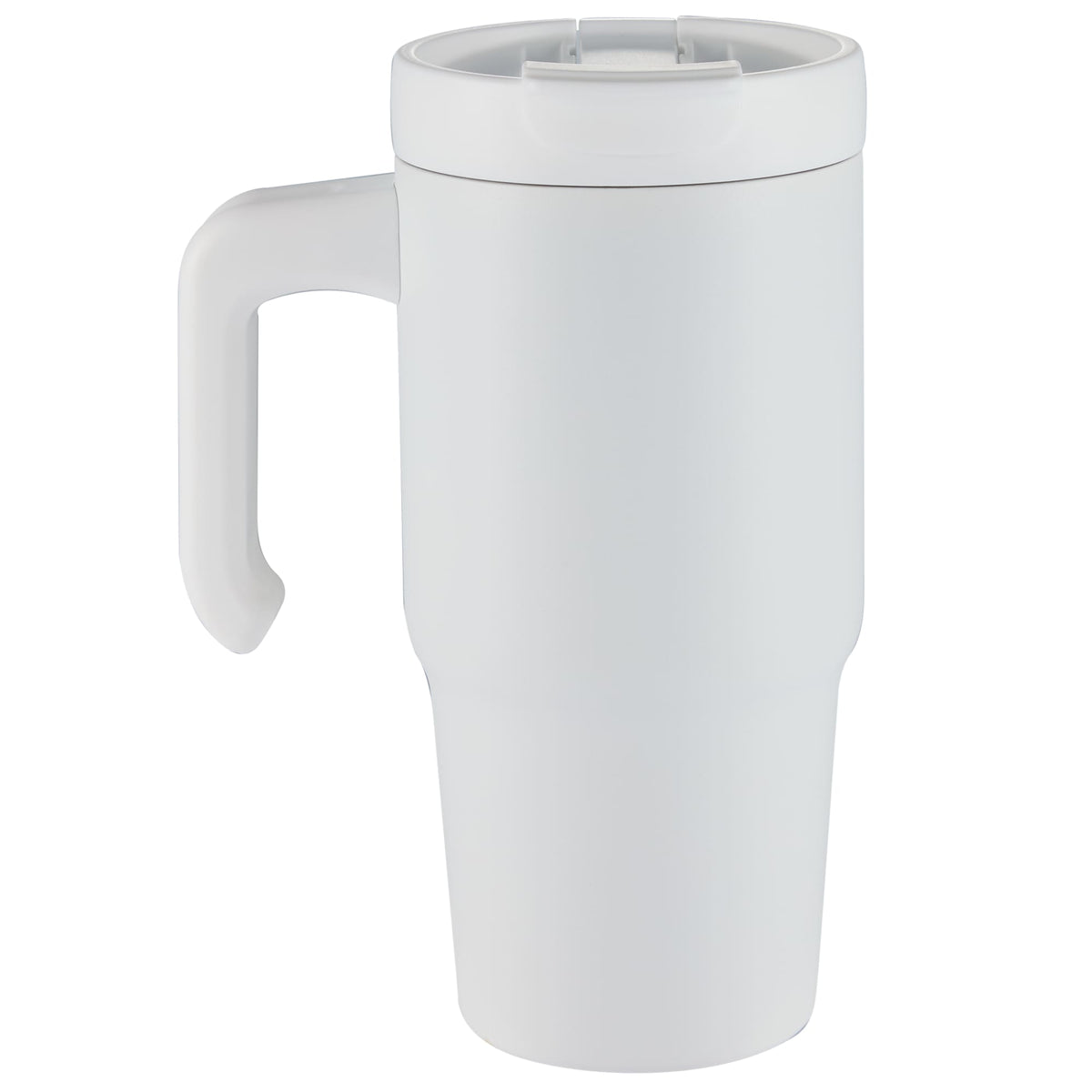 Peak Recycled Steel Mug with Flip Straw and Spout, 24 oz - White - Back
