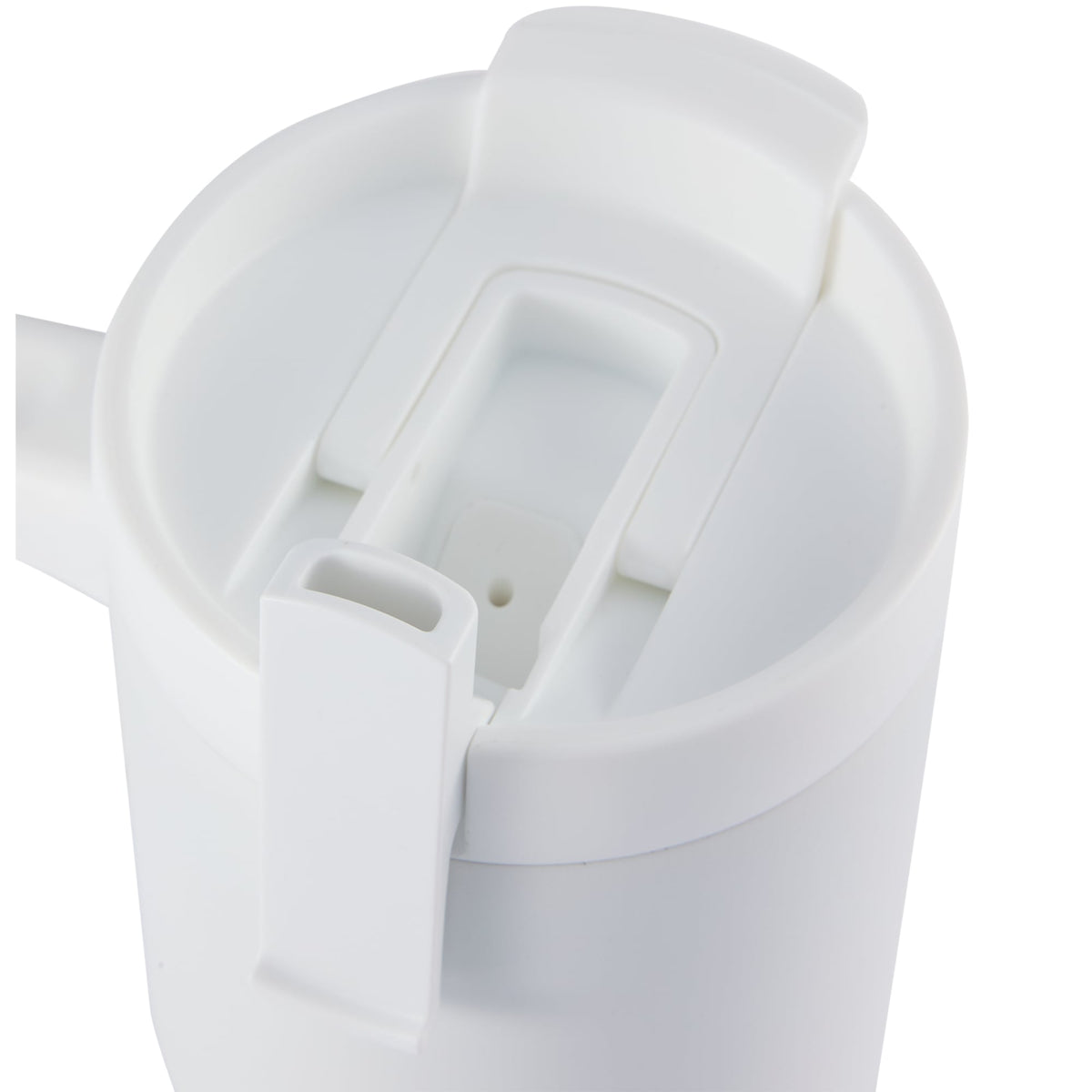 Peak Recycled Steel Mug with Flip Straw and Spout, 24 oz - White - Detail