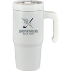 Peak Recycled Steel Mug with Flip Straw and Spout, 24 oz - White - Front