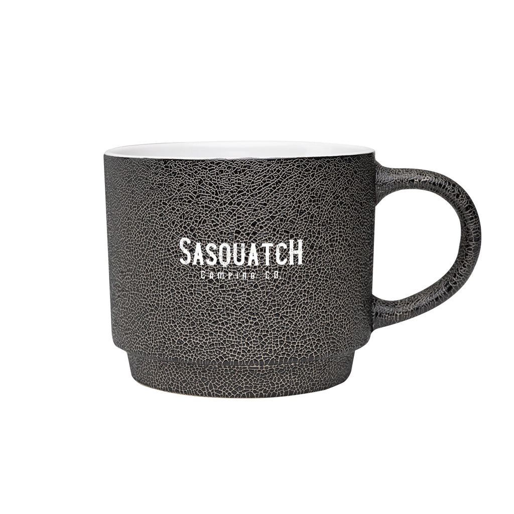 Pebble Grain Textured Ceramic Mug, 18 oz - Black - Laser Engraving