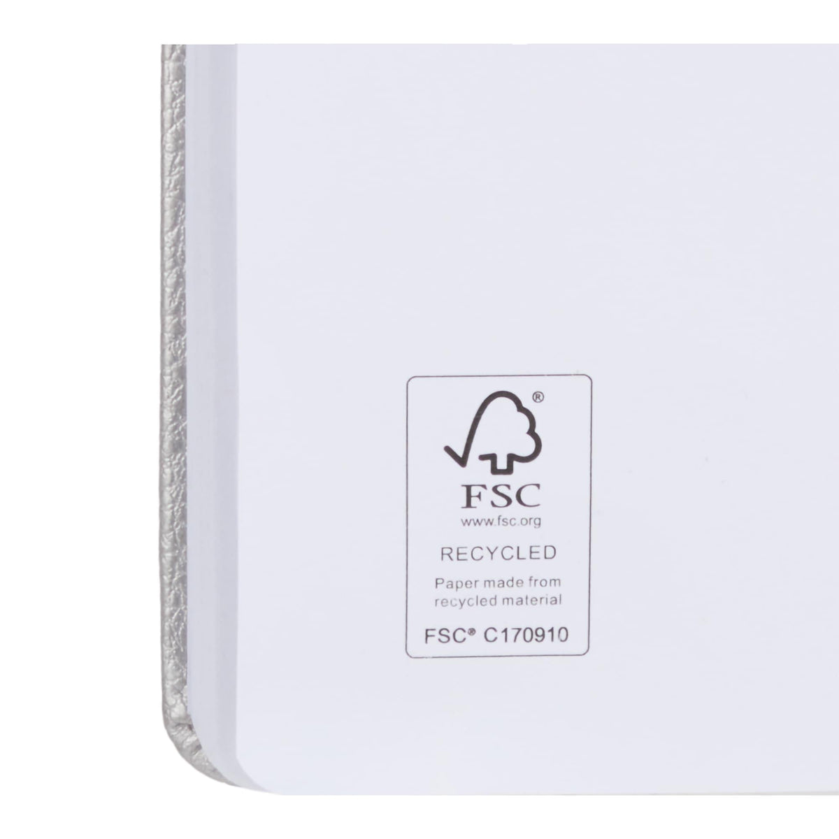 Pebble Texture Recycled Hardcover Journal, 5 x 7 Inches Debossing - Silver - Detail