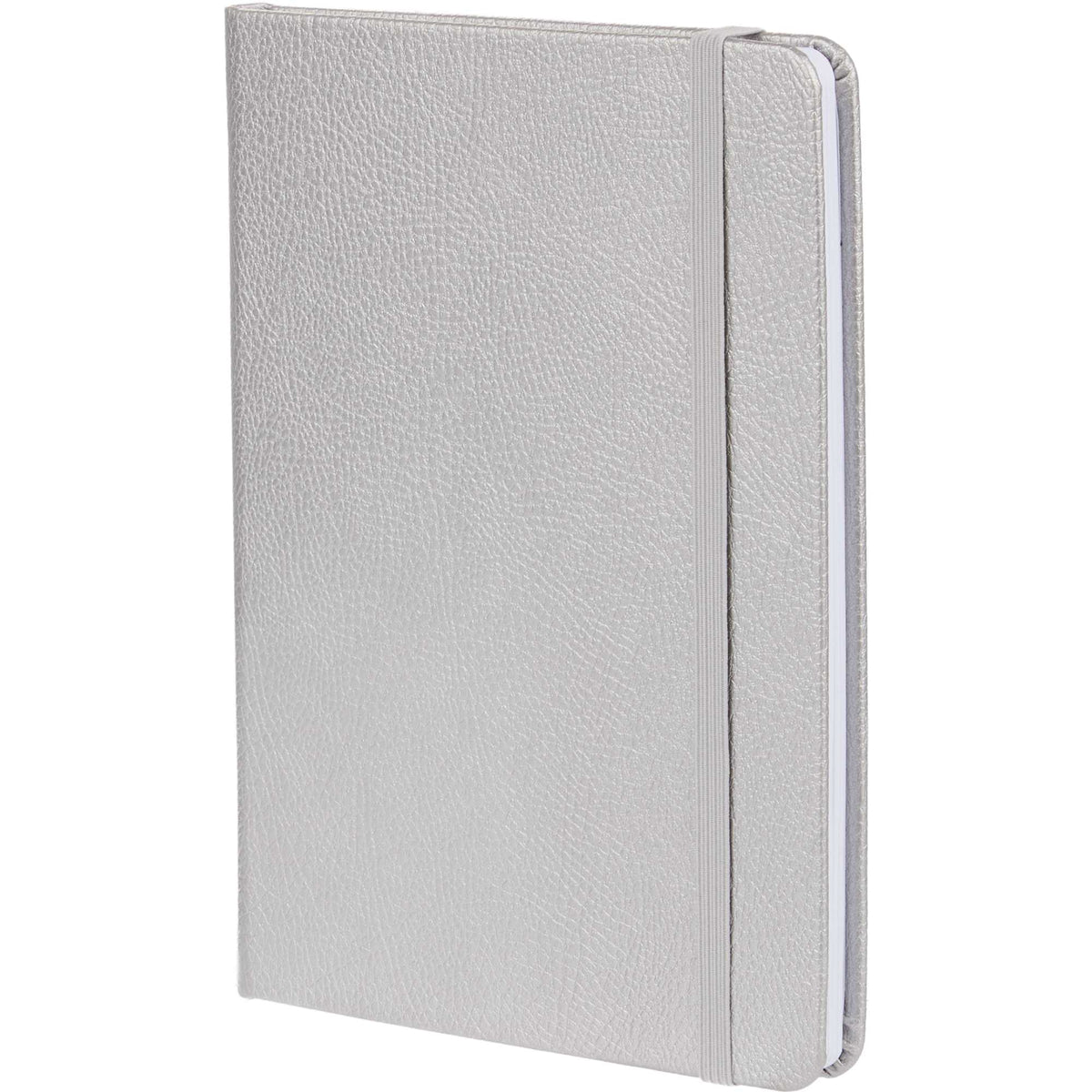 Pebble Texture Recycled Hardcover Journal, 5 x 7 Inches Debossing - Silver - Left Angle