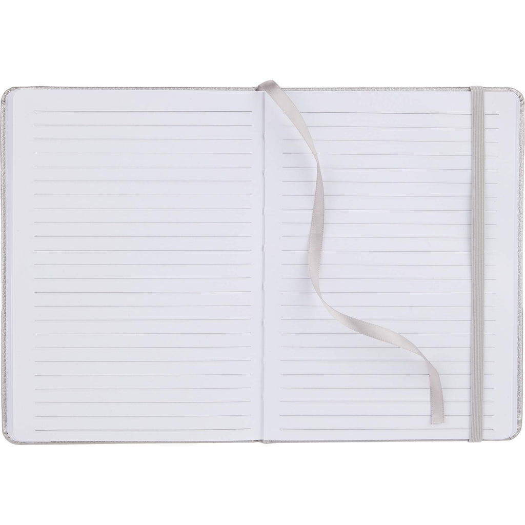 Pebble Texture Recycled Hardcover Journal, 5 x 7 Inches Debossing - Silver - Open