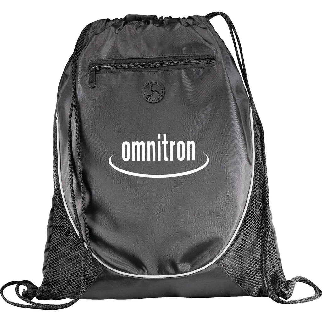 Peek Drawstring Bag with Mesh Front Full Color - Black - Front