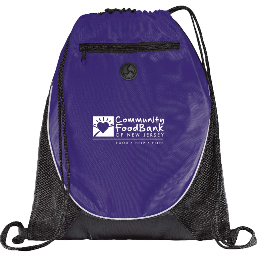 Peek Drawstring Bag with Mesh Front Full Color - Purple - Front 2