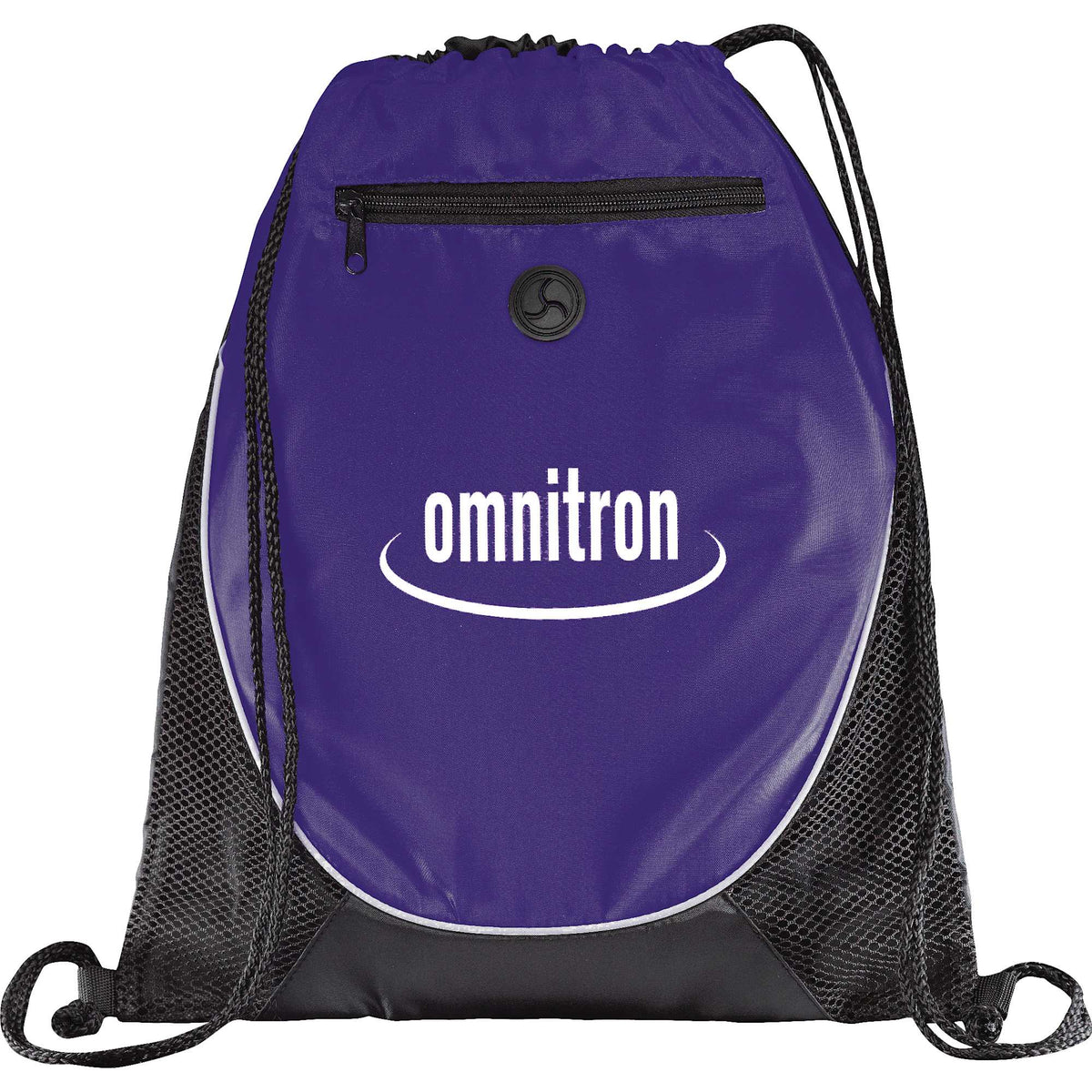 Peek Drawstring Bag with Mesh Front Full Color - Purple - Front