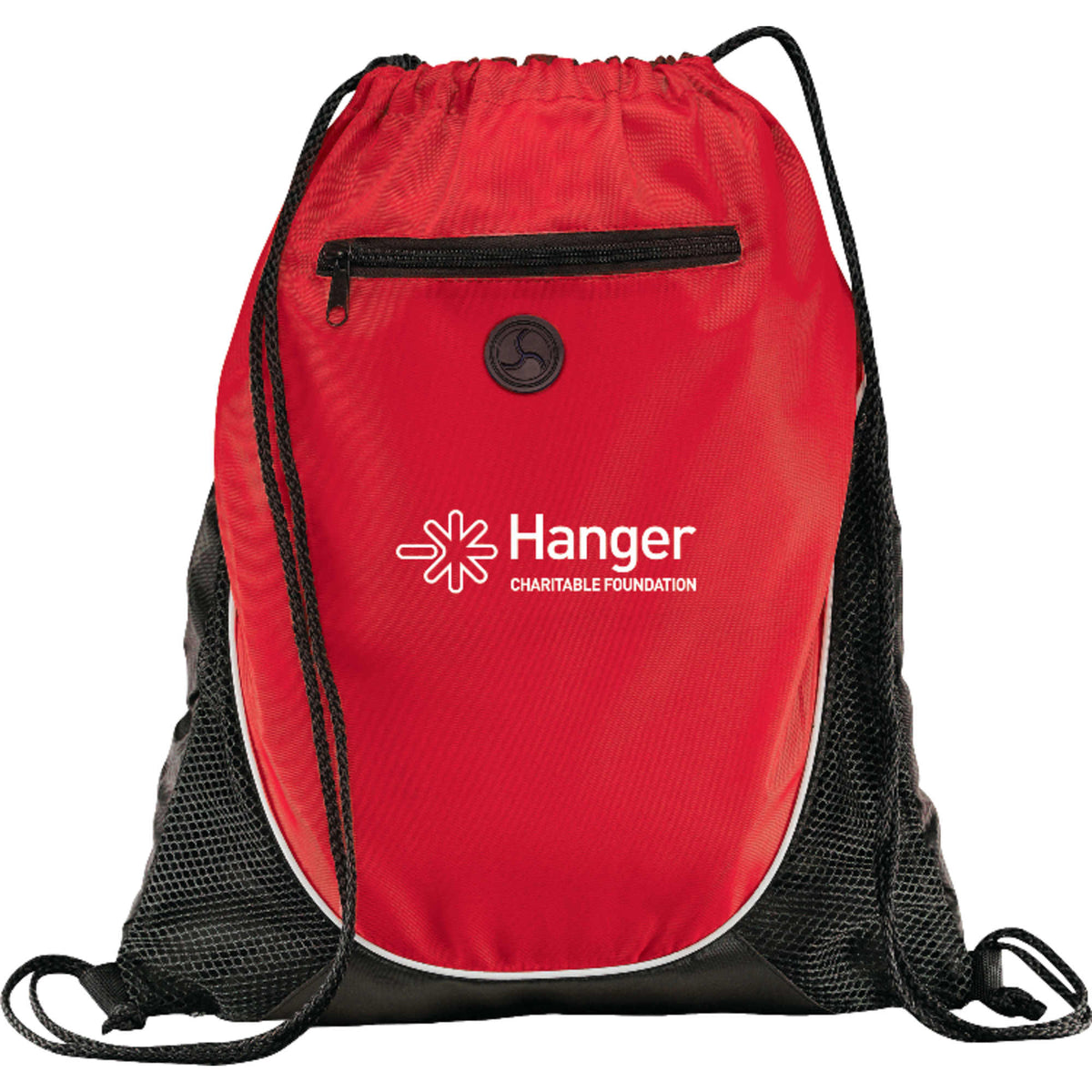 Peek Drawstring Bag with Mesh Front - RED - Front