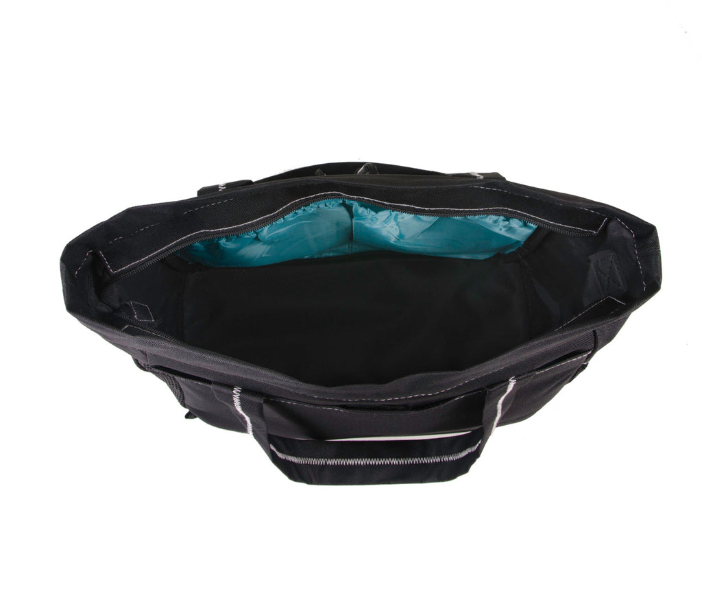 Peekaboo Diaper Bag with Changing Pad - Black-Turquoise - View 5