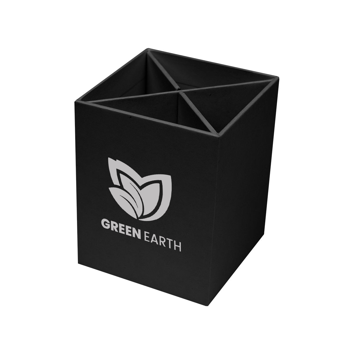Pen and Pencil Cup with Four Compartments - Black - Silk Screen
