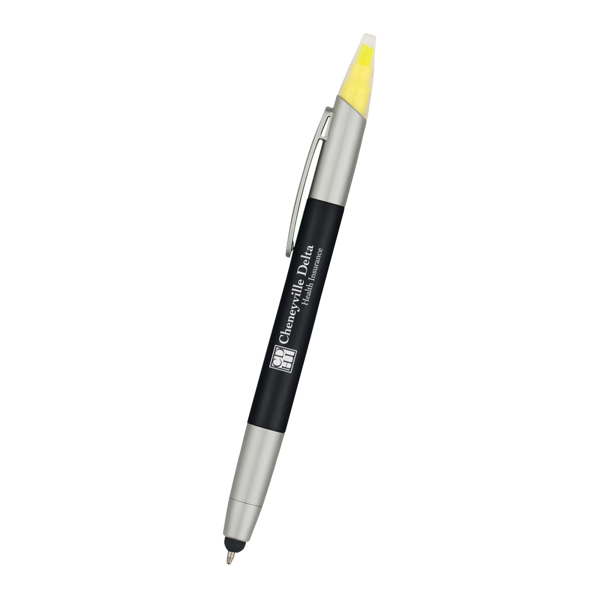 Pen, Highlighter and Stylus in One - Black - Silk Screen