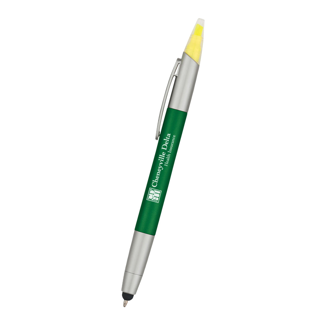 Pen, Highlighter and Stylus in One - Green - Silk Screen