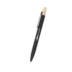 Pen in Recycled Aluminum with a Bamboo Plunger - Black - Silk Screen