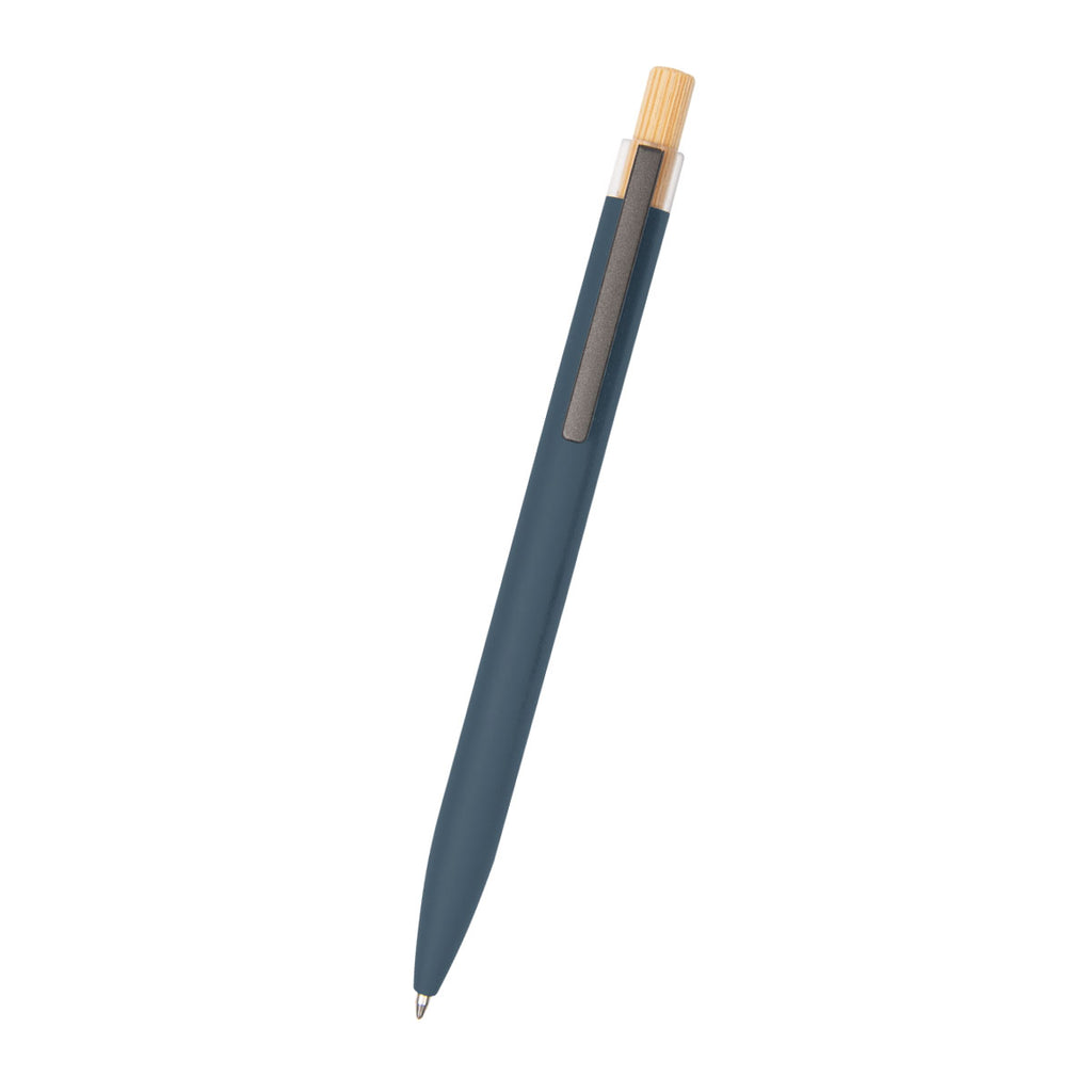 Pen in Recycled Aluminum with a Bamboo Plunger Laser Engraving - Slate - Front