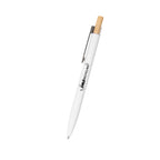 Pen in Recycled Aluminum with a Bamboo Plunger Laser Engraving - White - Silk Screen