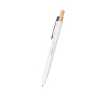 Pen in Recycled Aluminum with a Bamboo Plunger - White - Laser Engraving