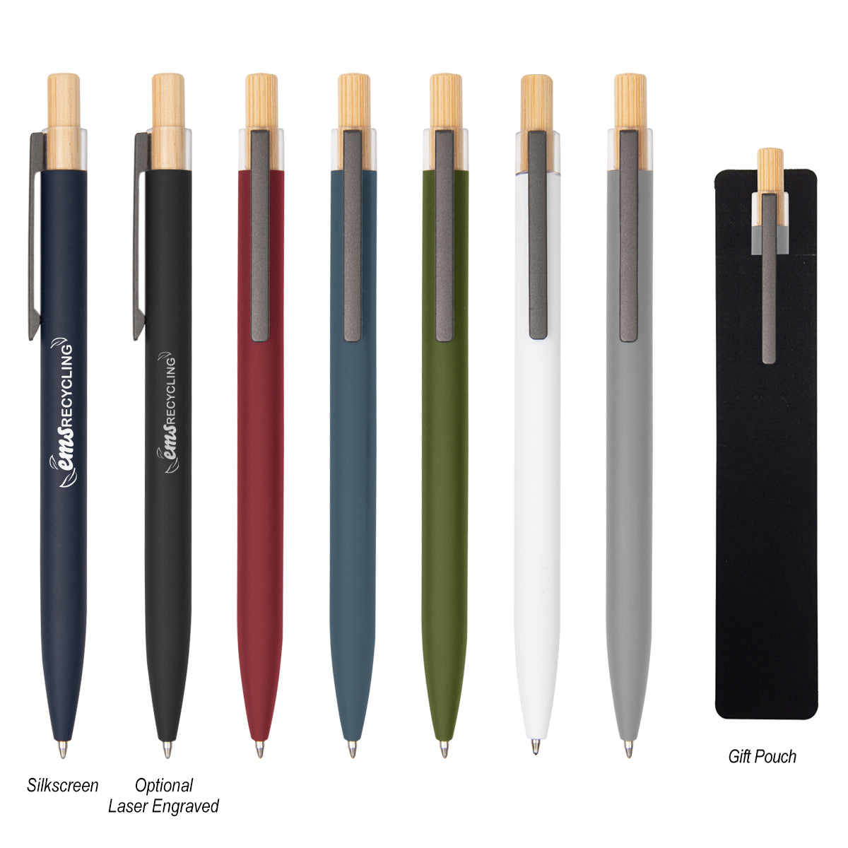 Pen in Recycled Aluminum with a Bamboo Plunger