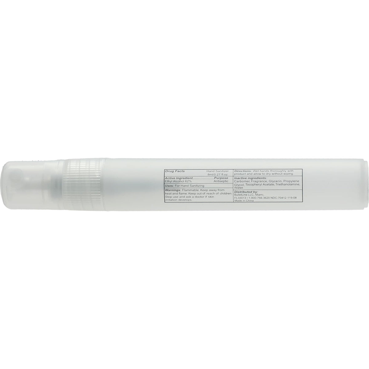 Pen Style Hand Sanitizer Spray, 0.27 oz Full Color - Clear - Back