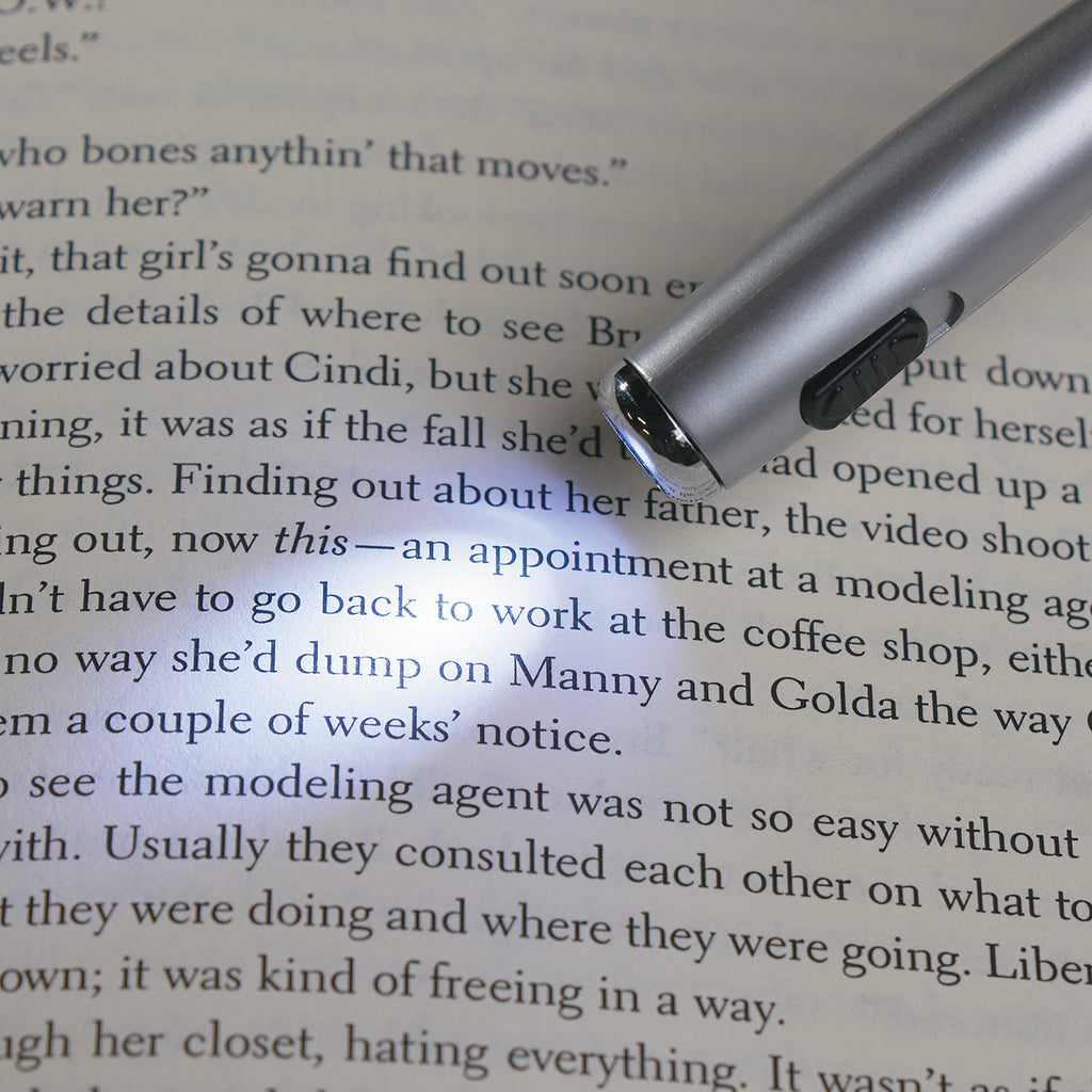 Pen with LED Light and Stylus, Trio - Silver with Black - Inset