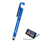 Pen with Stylus, Phone Stand and Screen Cleaner - Blue - Silk Screen