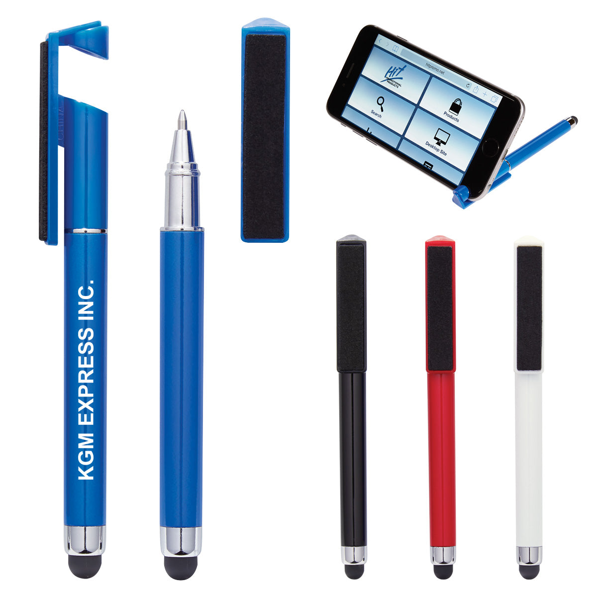 Pen with Stylus, Phone Stand and Screen Cleaner