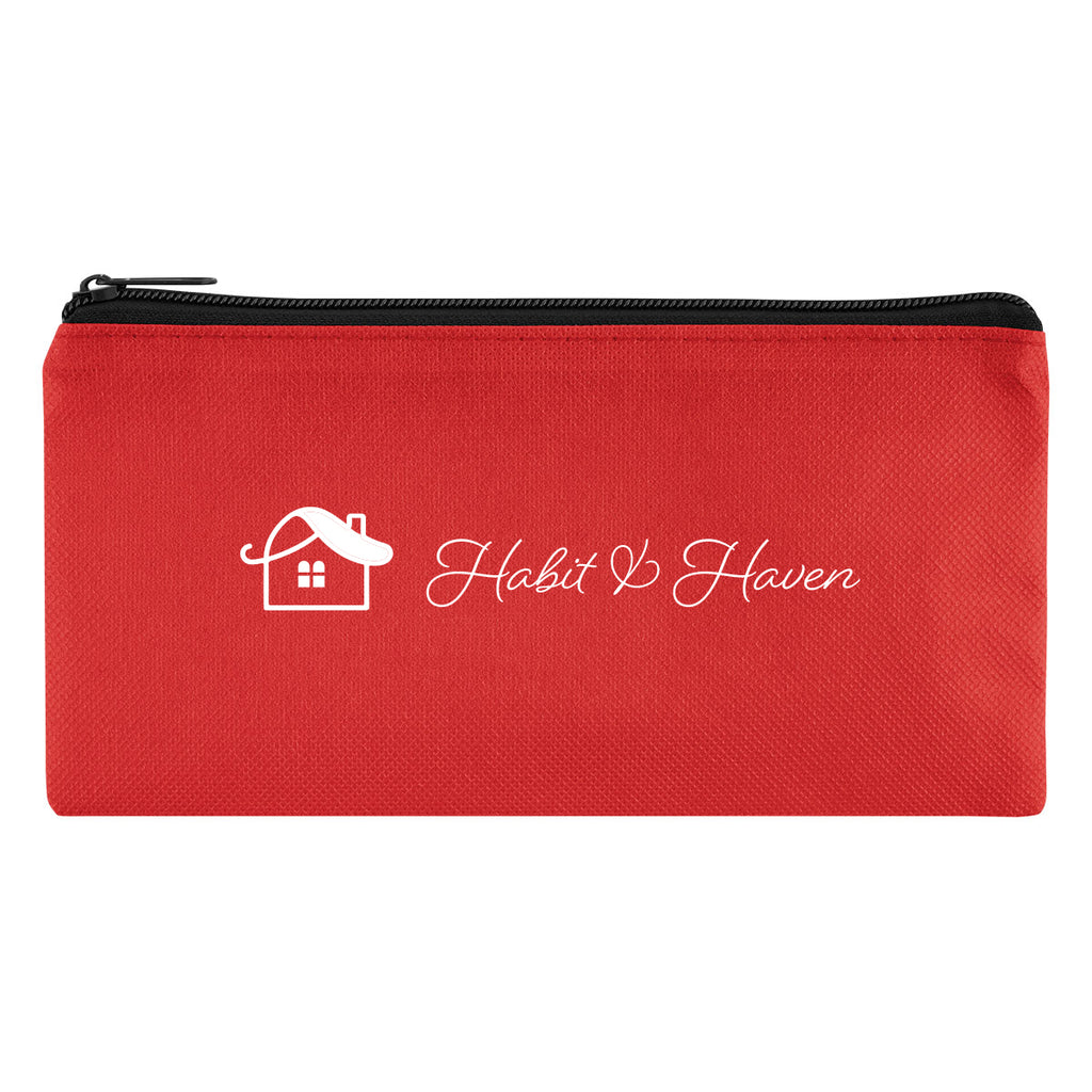 Pencil Pouch, Recycled - Red - Silk Screen