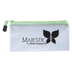 Pencil Pouch with a Zip, Clear - Lime Green - Silk Screen