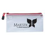 Pencil Pouch with a Zip, Clear - Red - Silk Screen