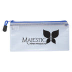 Pencil Pouch with a Zip, Clear - Royal Blue - Silk Screen