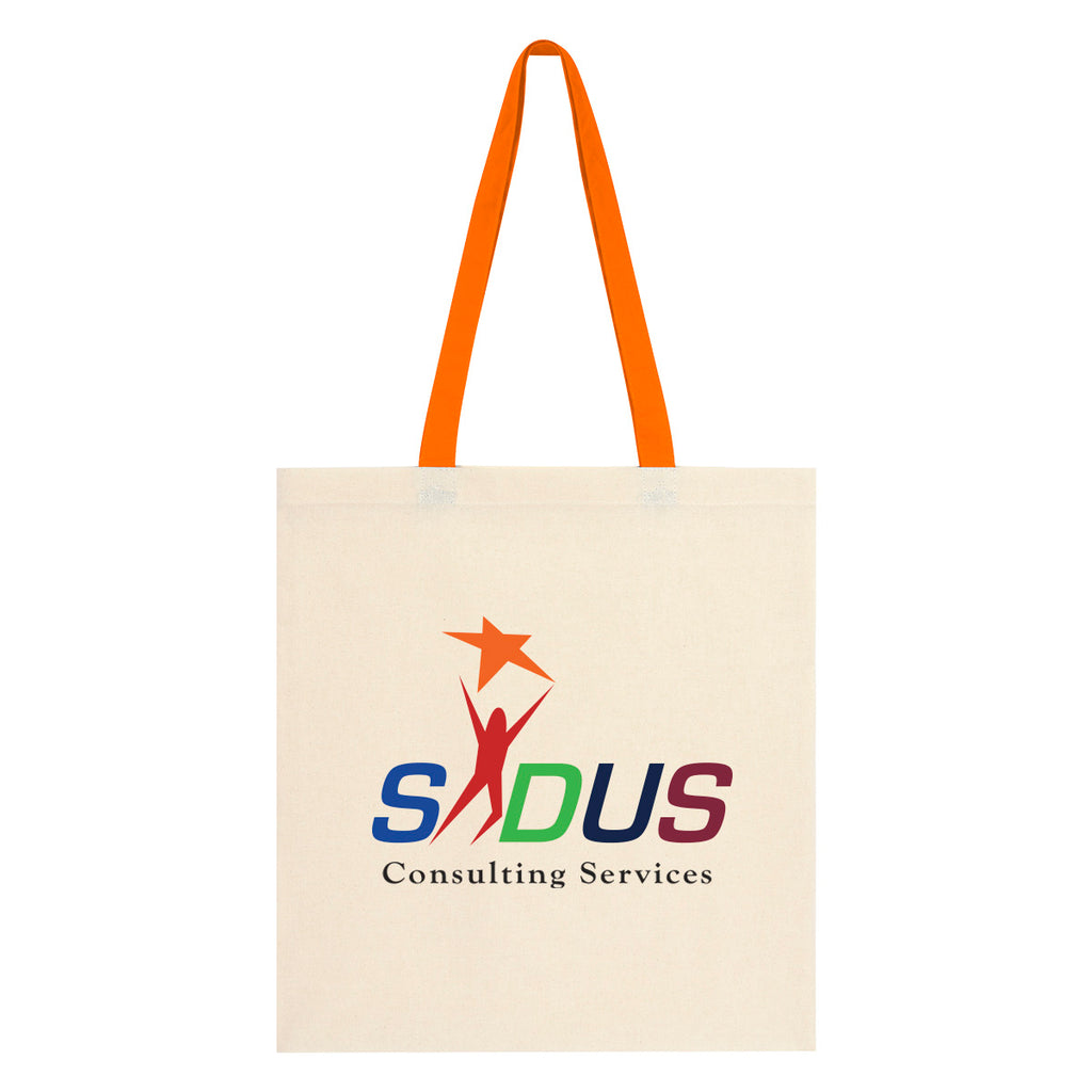 Penny Wise Cotton Canvas Tote Bag, 4 oz - Orange - Colorbrite