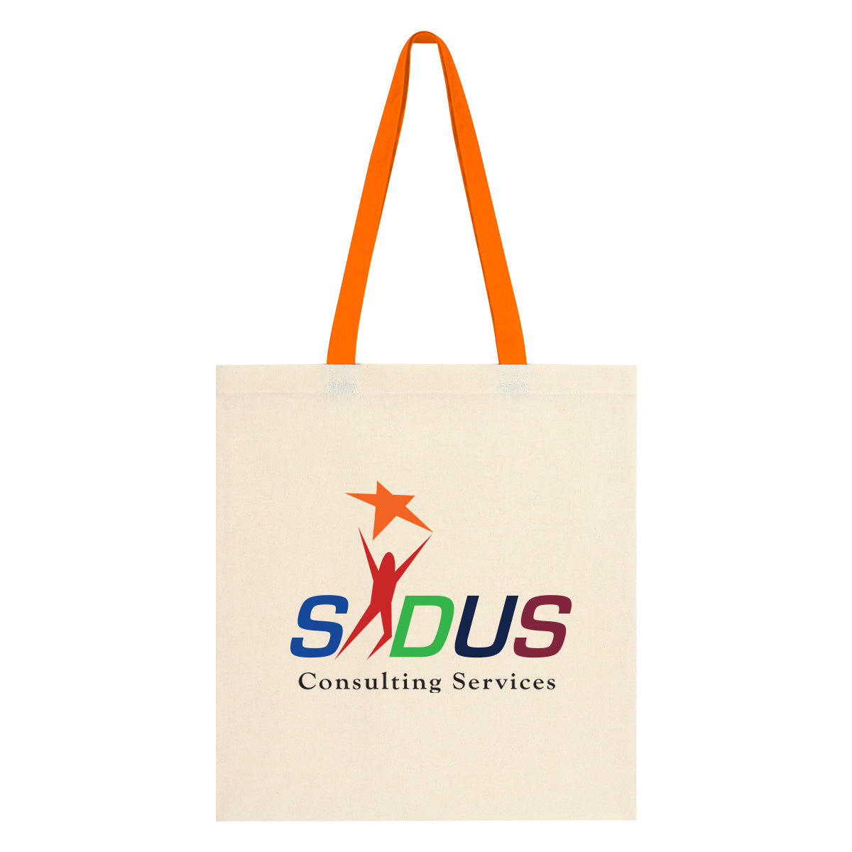 Penny Wise Cotton Canvas Tote Bag, 4 oz - Orange - Colorbrite