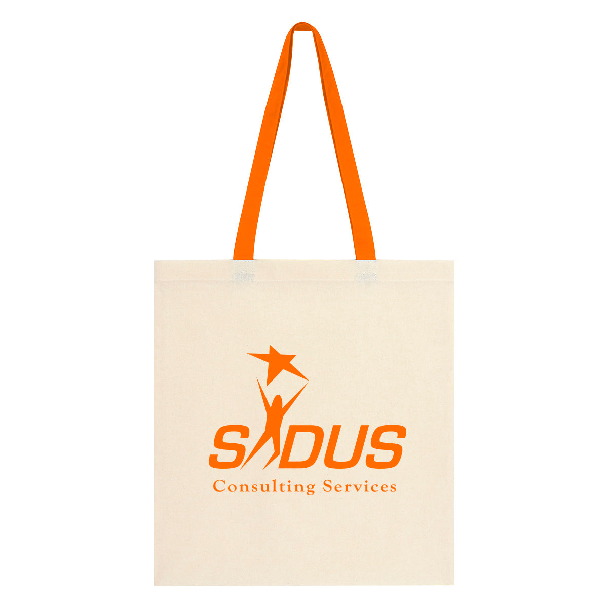 Penny Wise Cotton Canvas Tote Bag, 4 oz - Orange - Silk Screen