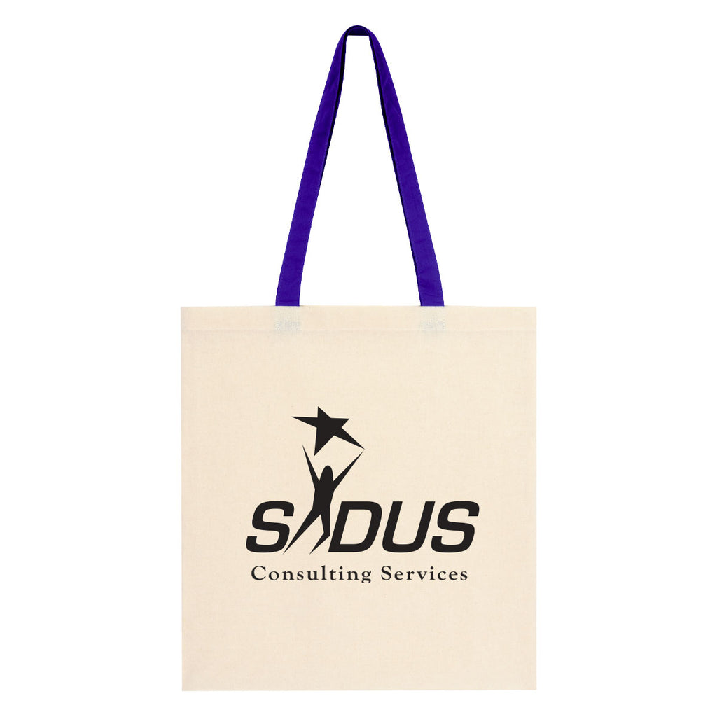 Penny Wise Cotton Canvas Tote Bag, 4 oz - Purple - Silk Screen