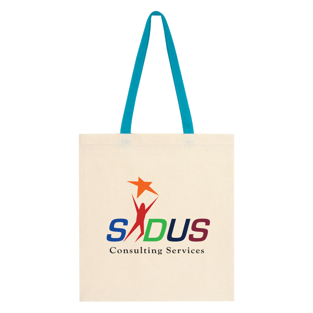 Penny Wise Cotton Canvas Tote Bag, 4 oz - Teal - Colorbrite