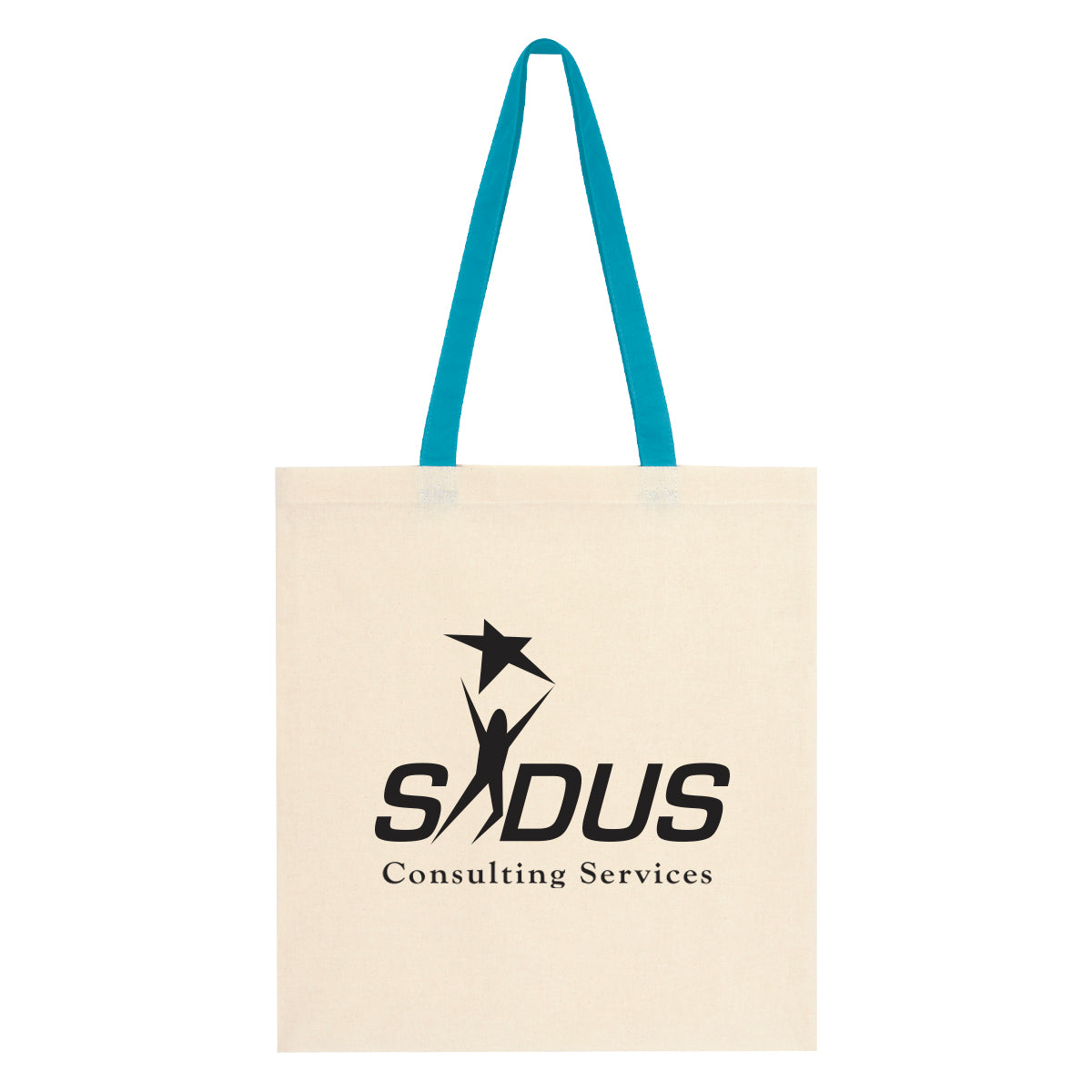 Penny Wise Cotton Canvas Tote Bag, 4 oz - Teal - Silk Screen