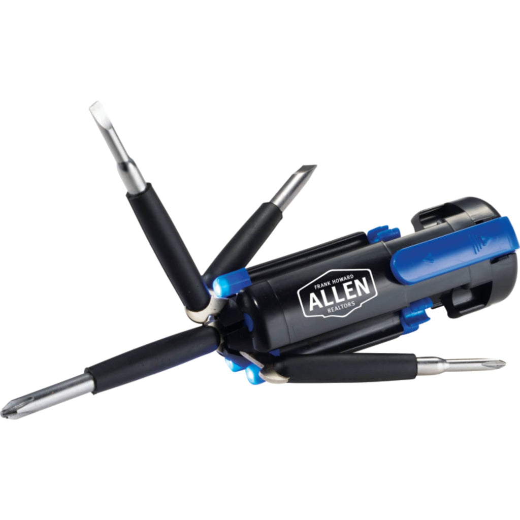 Penta Folding Screwdriver and Flashlight, 6 in 1 - Royal - Photo