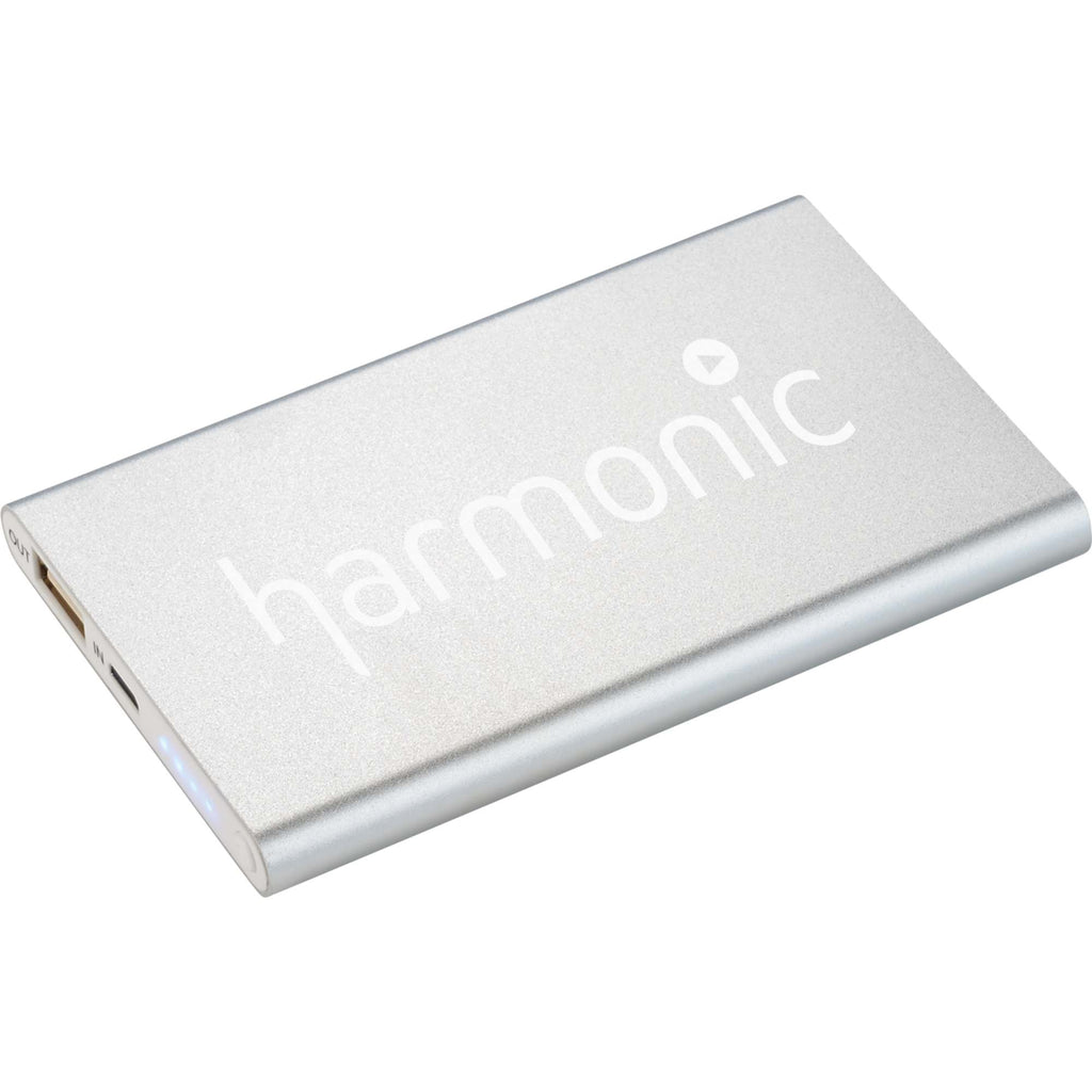 Pep Lightweight Aluminum Power Bank, 4,000 mAh Laser Engraving - Silver - Front
